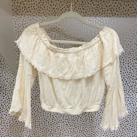 Boho Linen Crop Blouse ( Size M) - Picture 3 of 3